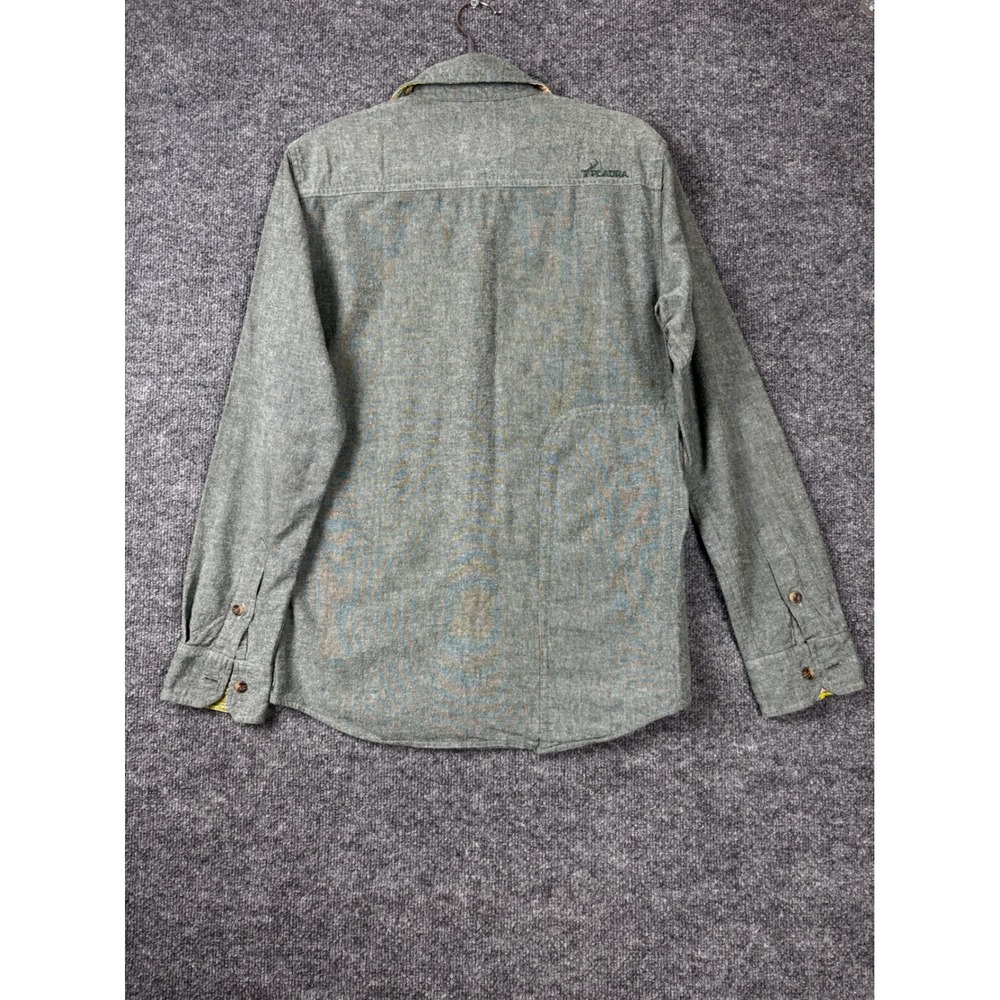 Pladra Flannel Shirt Mens Small Green Button Down Made in USA Landscape Lining - Picture 6 of 11